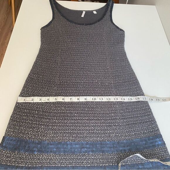 Iisli Knit Gray & Navy Sequin Mini Cocktail Dress Size Small - Picture 12 of 12